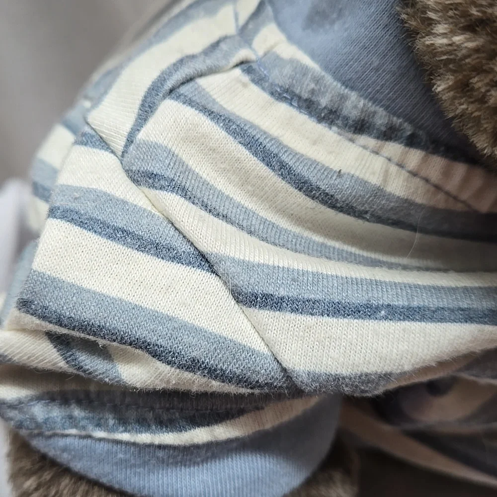 Pet, Doggy, V-neck Tee, Cadet Blue, White, Striped, Sz Med, Reddy Good Condition